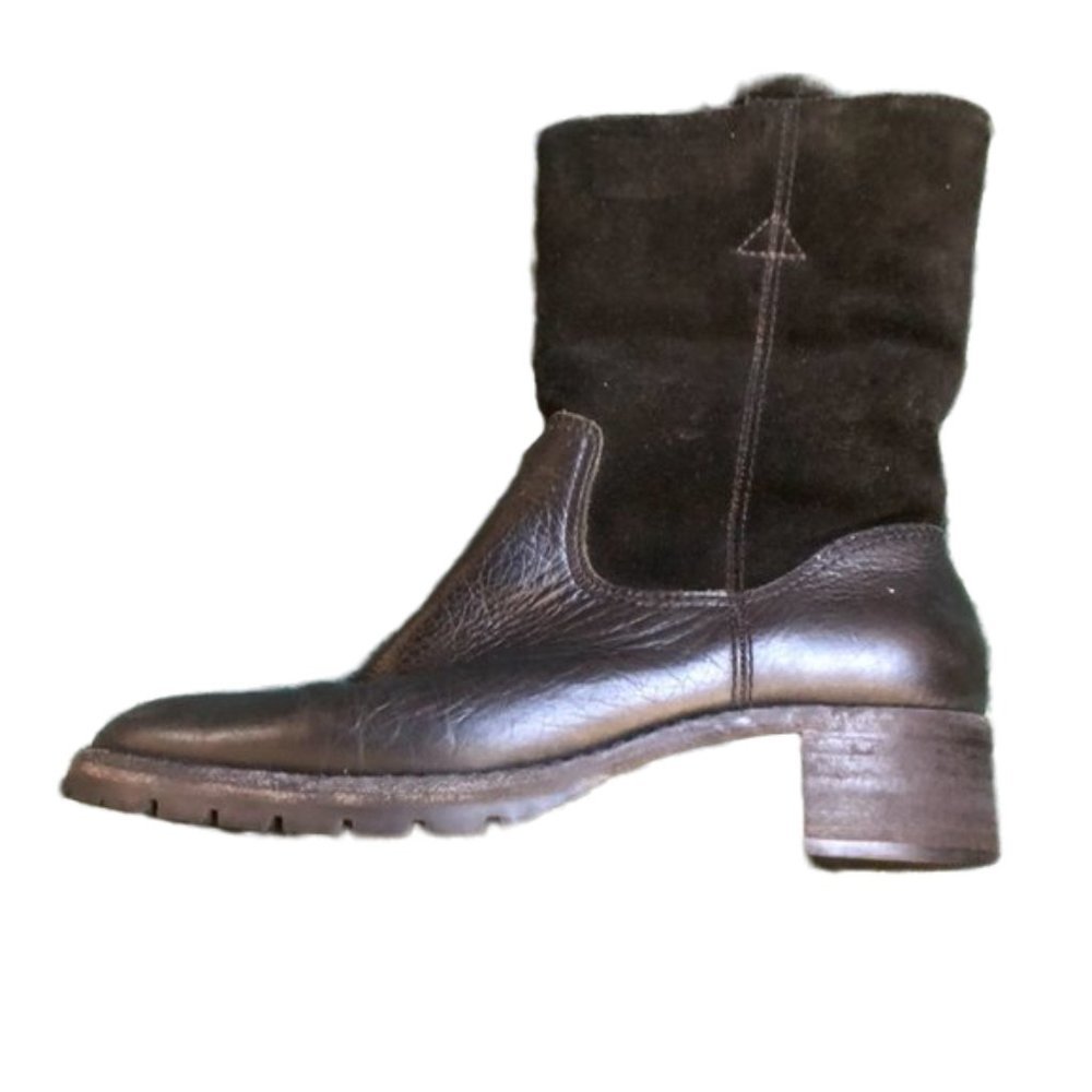 Ralph Lauren Freja Black Leather Winter Boots Sz 4.5